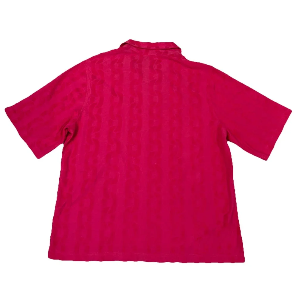 NWT Urban Outfitters Shirt Mens Large Pink Terry Chain Link Zip Up Casual Retro